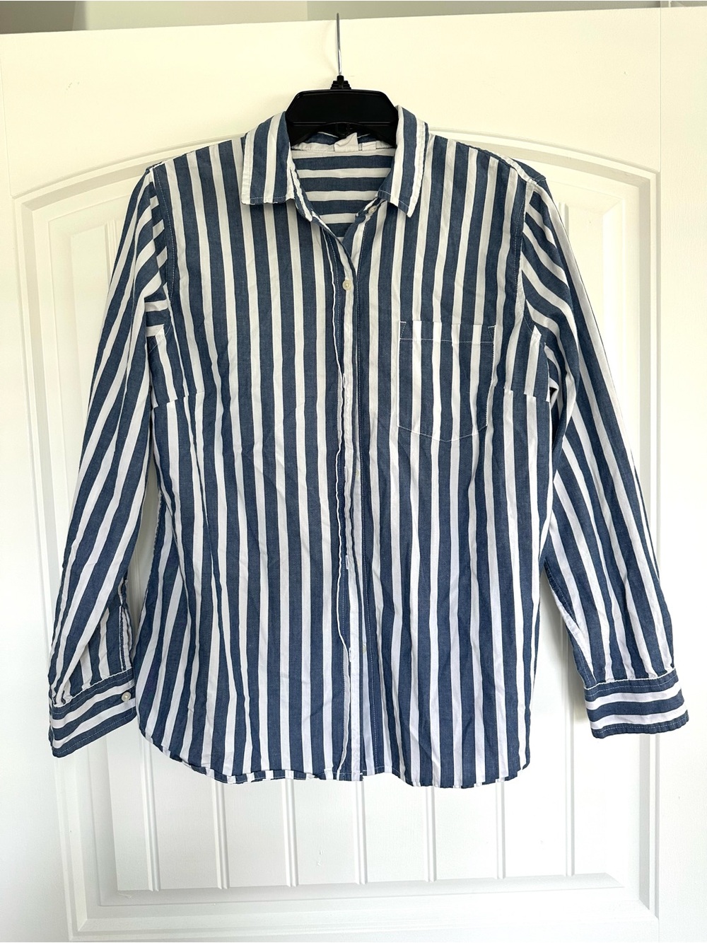 Gap Fall Striped Blue and White Button-Up Long Sleeve Shirt